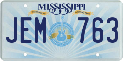MS license plate JEM763