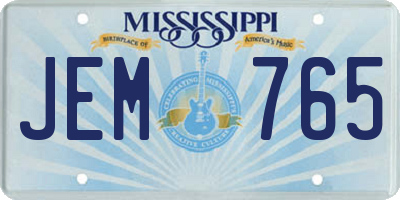 MS license plate JEM765