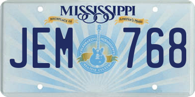 MS license plate JEM768