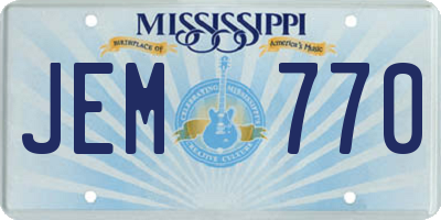 MS license plate JEM770