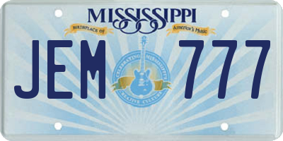 MS license plate JEM777