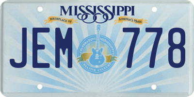 MS license plate JEM778