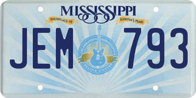 MS license plate JEM793