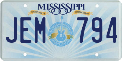 MS license plate JEM794