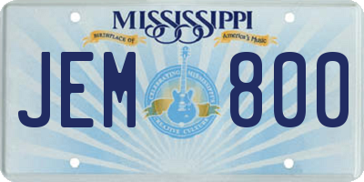MS license plate JEM800