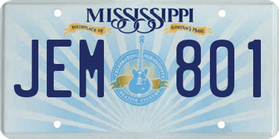 MS license plate JEM801