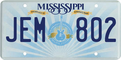 MS license plate JEM802