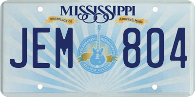 MS license plate JEM804