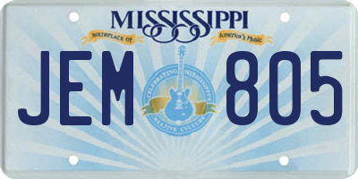 MS license plate JEM805