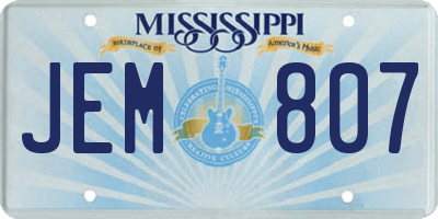 MS license plate JEM807