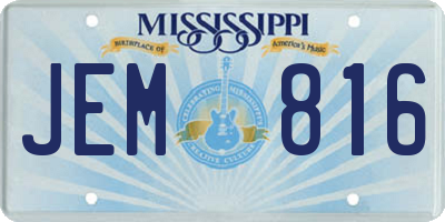 MS license plate JEM816