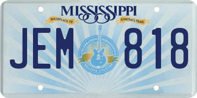 MS license plate JEM818