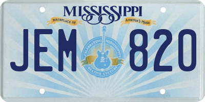 MS license plate JEM820