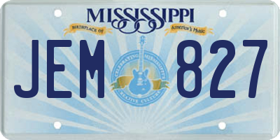 MS license plate JEM827