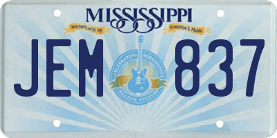 MS license plate JEM837