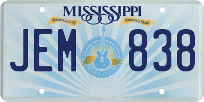MS license plate JEM838