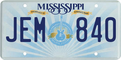MS license plate JEM840