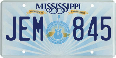 MS license plate JEM845