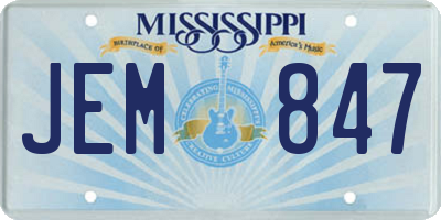 MS license plate JEM847