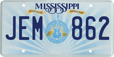 MS license plate JEM862