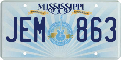 MS license plate JEM863