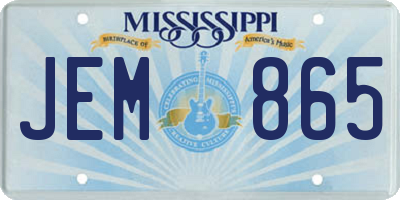MS license plate JEM865