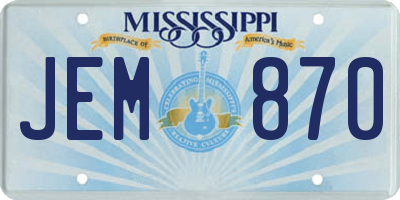 MS license plate JEM870