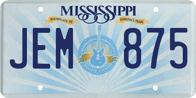 MS license plate JEM875