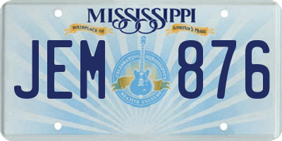MS license plate JEM876
