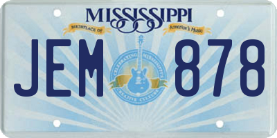 MS license plate JEM878