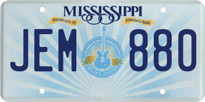 MS license plate JEM880