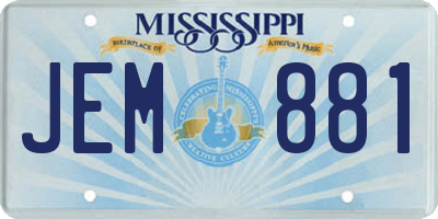 MS license plate JEM881