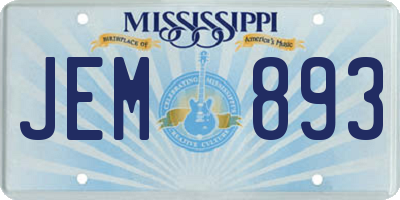 MS license plate JEM893