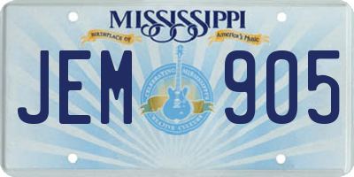 MS license plate JEM905