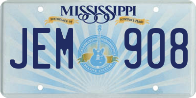 MS license plate JEM908