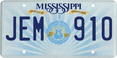 MS license plate JEM910