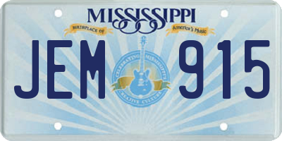 MS license plate JEM915