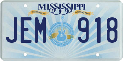 MS license plate JEM918