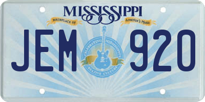 MS license plate JEM920