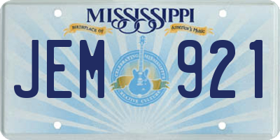 MS license plate JEM921