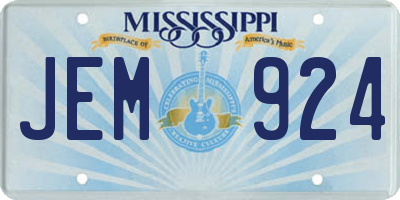 MS license plate JEM924