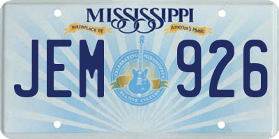MS license plate JEM926