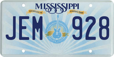 MS license plate JEM928