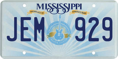 MS license plate JEM929