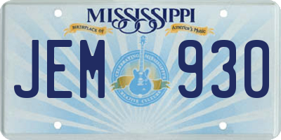MS license plate JEM930