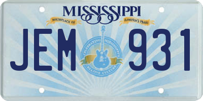 MS license plate JEM931