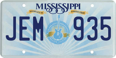 MS license plate JEM935