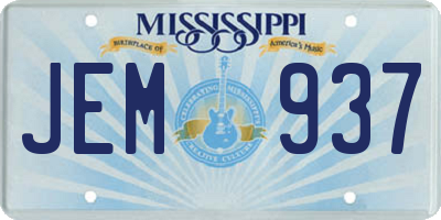 MS license plate JEM937