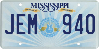 MS license plate JEM940