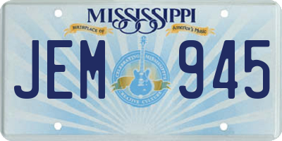 MS license plate JEM945